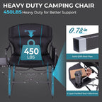 FUNDANGO Oversized Folding Chairs for Outside, Fully Padded Camping Director Chair for Adults, Support 450lbs Portable lawn chairs with Side Table, Side Pockets for outdoor Camp, Picnic, Lawn, Concert
