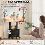 Rolling TV Stand with 3 Drawers for 23-60 Inch TVs with Storage | Hidden Storage, Height Adjustable Tilt Mount, Lockable Wheels, Dual Steel Frame, VESA Compatible for Bedroom & Living Room