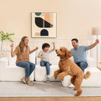 108" Cloud Couch Sectional, L-Shaped Sofa, Beige, Chaise Ottoman | No Assembly Required, Easy to move around, Modular Design,1200LBS Capacity, Deep Seat, Soft Corduroy Upholstery, Living Room