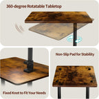 Swivel Side Table Adjustable Height, 3-Tier End Table with 360°Rotatable Tray, Space Saving Nightstand with Storage Shelf for Small Spaces, Living Room, Bedroom