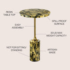 JONATHAN Y Hedda Gold Iron 23.5" Round Pedestal Drink Table with Yellow and Black Mosaic Top, Art Deco Candlestick Accent Side Table for Small Spaces, Living Room, Bedroom END1001A