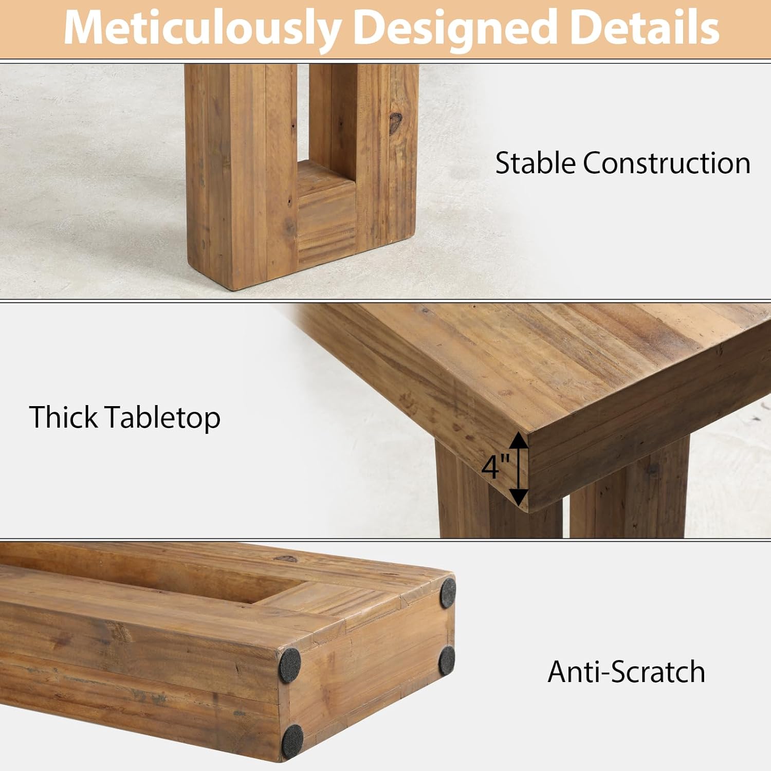 HOKYHOKY Reclaimed Solid Wood Console Table, 59" Long Entryway Table | Rectangular Couch Tables Behind Sofa, Farmhouse Accent Tables, Hallway, Entrance, Foyer, Living Room