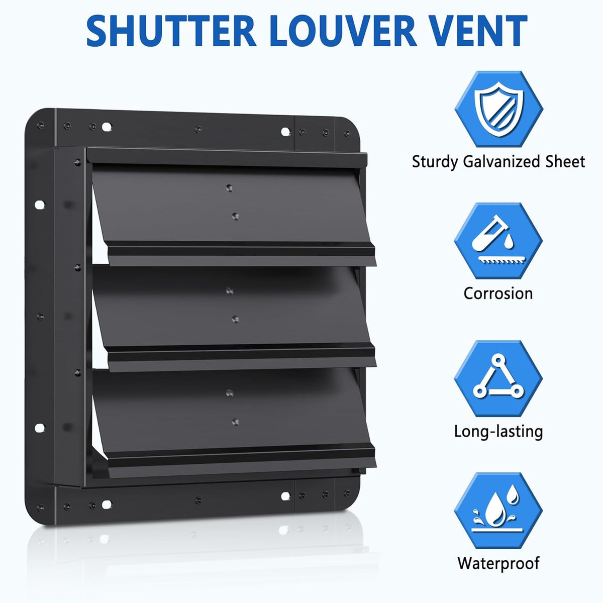 10 Inch Aluminum Automatic Shutter Louver Vent (No Fan Blades and Motor) for Home Attics, Workshops, Barn, Greenhouse