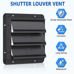 12 Inch Aluminum Automatic Shutter Louver Vent (No Fan Blades and Motor) for Home Attics, Workshops, Barn, Greenhouse