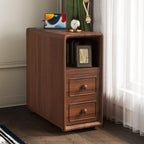 JIJIWANG Tall End Table with Drawers, 47.2" Corner Shelf Table with Open Storage, Narrow Side Table for Bedroom Living Room Small Space, Walnut