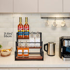 THYGIFTREE 3-Tier Coffee Syrup Organizer for 12 Bottles,Rotating Coffee Syrup Rack for 4 Bottles for Coffee Bar Station, Black