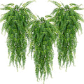 6 Pcs Artificial Hanging Ferns Plants Fake Hanging Plants Fake Ivy Boston Ferns Vine Outdoor Indoor Home Décor UV Resistant Plastic Plants (Green)