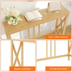 HOOBRO Narrow Console Table, Sofa Table for Entrance, 39.4" Long Entryway Behind Couch Table, Bamboo Hallway Table, Entryway Table, for Living Room, Foyer, Natural YL107XG01