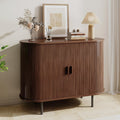 Buffet Sideboard Cabinet with Fluted Sliding Door, 40" Storage Console Table with Adjustable Shelf for Kitchen, Entryway, or Living Room, Modern Accent Coffee Bar, Walnut