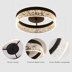 Jaycomey Modern LED Ceiling Light Fixture, 11.65" Black Flush Mount Kitchen Lighting with Clear Seeded Acrylic Lampshade,Round Ceiling Lamp Lights for Dining Room Foyer Hallway