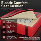 HLDIRECT High Back Gaming Chair, USB Massage Lumbar Support, Black&Red | PU Leather & Pocket Spring Seat Cushion, Footrest, 90°-135° recline, 330 lb capacity, for adult gaming, work & relaxing