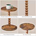 HOOBRO Round Side Table, Small Drink Table for Small Space, End Table with Rubberwood Accent Leg, Stable Pedestal, Easy Assembly, for Living Room, Corner, Bedroom, Rustic Brown FG187BZ01