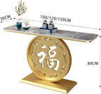 Modern Entryway Table Behind Couch Table | Sintered Stone Tabletop with Metal Base, Long Sofa Table for Living Room Entrance Hallway(Gold-A,120x30x80cm)