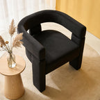 Black Dining Chairs Set of 4, Upholstered Velvet Barrel Chairs with Arms Comfy Side Chairs for Living Room/Dining Room/Reception