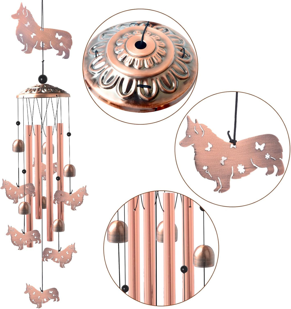 Dachshund Wind Chimes - Handcrafted Brass Unique Outdoor Musical Decor for Garden,Patio & Nursery, Memorial Day Gifts for Mom/Wife/Daughter, Whimsical Yard Decorations with Soothing Tones