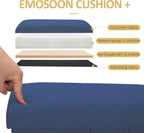 Tall Ottoman with Storage Collapsible Fabric Small Slim Folding Ottoman Furniture with Handles Lid for Room Footrest Foot Stool Linen Navy Blue 16.5x16.5x11.8in