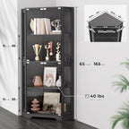 BROTTAR Lighted Corner Display Cabinet with Glass Doors for Collectibles