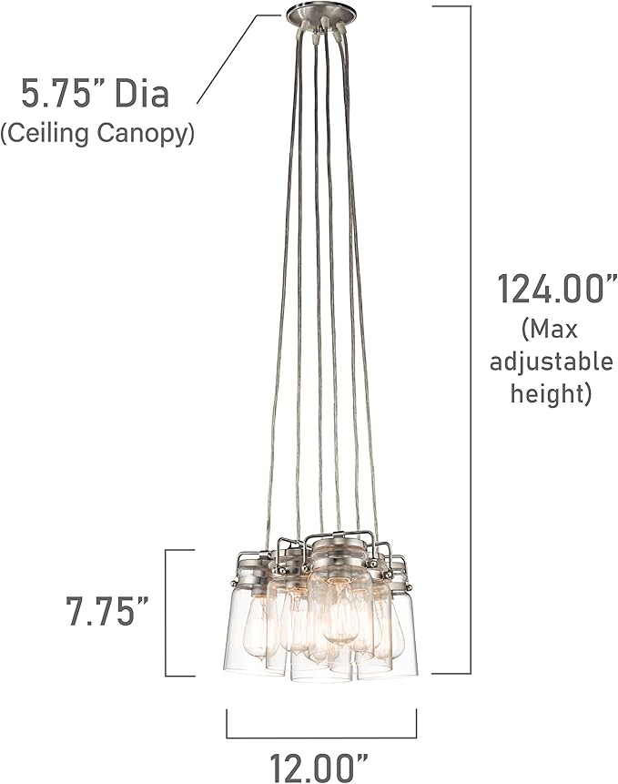 KICHLER Brinley 7.75" 6 Light Pendant with Clear Glass Brushed Nickel
