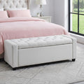 Storage Bench for Bedroom, 48.4'' End of Bed Beige Ottoman Lined Fabric Upholstered Shoe Bench for Entryway, Hallway, Bedroom, Cloakroom, Living Room, Beige.
