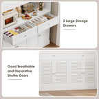 HIFIT 71“HX55“W Large Pantry Cabinet for Food Storage, Farmhouse Kitchen Hutch with Storage Drawers, Tall Kitchen Pantry Cabinet with Microwave Stand for Dining Living Room, White