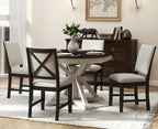 chairus Farmhouse Dining Chairs Set of 4, Upholstered Armless Dining Room Chairs with Stuffed Back and Cushion Wooden Kitchen Chairs for Dining Table/Restaurant/Reception, Linen Grey/Black Leg