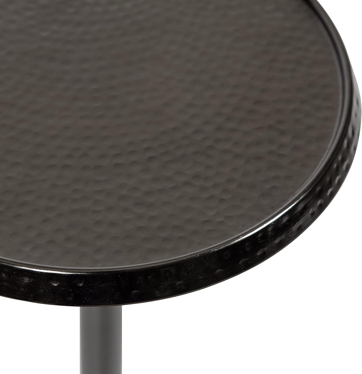 Kate and Laurel Sanzo Modern Pedestal Side Table; 9 x 9 x 23; Pewter; Decorative End Table with Hammered Tabletop