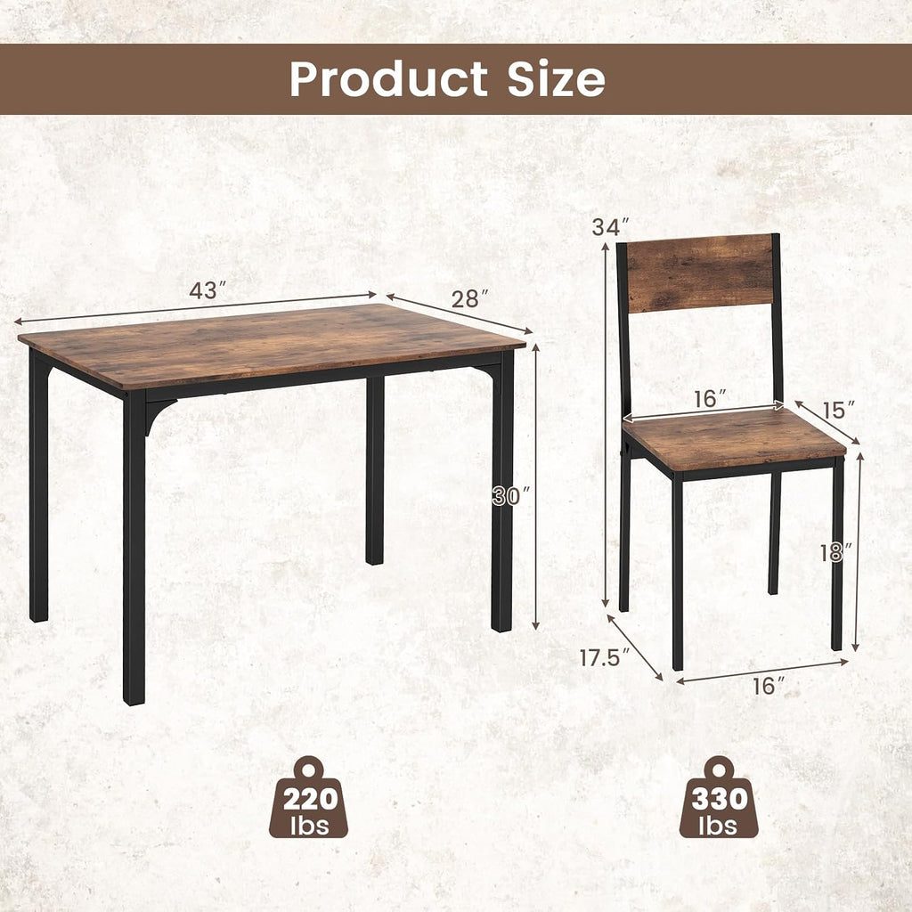 Tangkula 5-Piece Dining Table Set for 4 | Heavy Duty Metal Frame, Space-Saving, for Small Apartment, Dinette, Living Room, Breakfast Nook