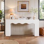 Tribesigns 63" Farmhouse Console Table with Wavy Edge | Wooden Couch Table Behind Sofa with Storage; Long Entryway Sofa Station; Narrow Hallway Stand for Entryway, Living Room
