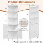 COSTWAY 68" Tall Corner Cabinet with Fluted Doors