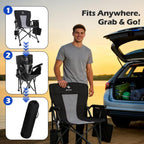XL Premium Camping Chair - 400lb Capacity, Oversized 23.7" Wide Seat, Heavy Duty 600D Oxford Fabric, Padded Camping Chair Portable for Outdoor, Beach, Tailgate Parties Black/Blue