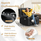 RV Recliner Chair, Oversized Reclining Loveseat Home Theater Seating with Cup Holders, Insert Pockets, Wall Hugger RV Recliners for Movie Room, Recline Movie Seats Gaming Sofa, Black