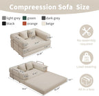 BSHOMGI 4 in 1 Convertible Sofas Couches, Modern Corduroy Futon Bed, Modular Sofa with Pull-Out Bed, LoveSeat for Living Room, Small Space Apartment (Beige, 53.15" Double Sofa)