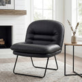 Saucer Chair, Small Foldable Floor Chair, PU Leather | Folding Adjustable Backrest, Bedroom, Living Room, Dorm, Small Spaces Apartment, Adults, Black