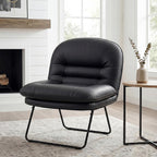 Saucer Chair, Small Foldable Floor Chair, PU Leather | Folding Adjustable Backrest, Bedroom, Living Room, Dorm, Small Spaces Apartment, Adults, Black