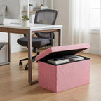 HOZEON 3 Pack 15.7 x 9.8 x 9.10 Inches Folding Storage Ottoman, Pink Rectangle Footrest Seat, Multifunctional Foot Stool for Living Room, Office, Traveling, Fishing, Camping