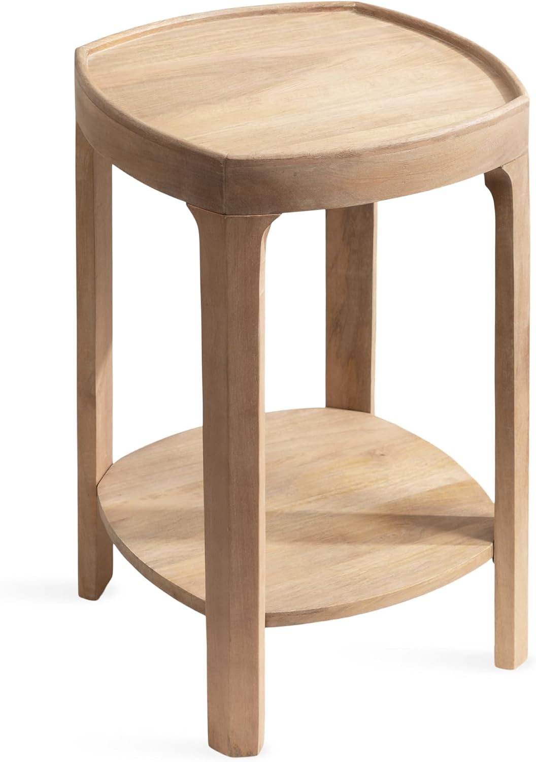 Kate and Laurel Tierney Modern Square Wood Side Table, 16 x 16 x 24, Light Natural, Transitional Decorative Two-Tier End Table for Use as a Bedroom Nightstand or Living Room Plant Stand