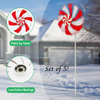 5 Pack Metal Colorful Candy Wind Spinners Outdoor,Lollipop Christmas Decorations Outside,Yard Stake for Garden,Lawn Ornament
