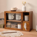 Gdrasuya10 Wooden Countertop Storage Cabinet Kitchen Small Pantry, Kitchen Countertop Organization Storage Shelf Pantry with Door Tabletop Countertop Spice Rack for Dishs, Cups, Bowls