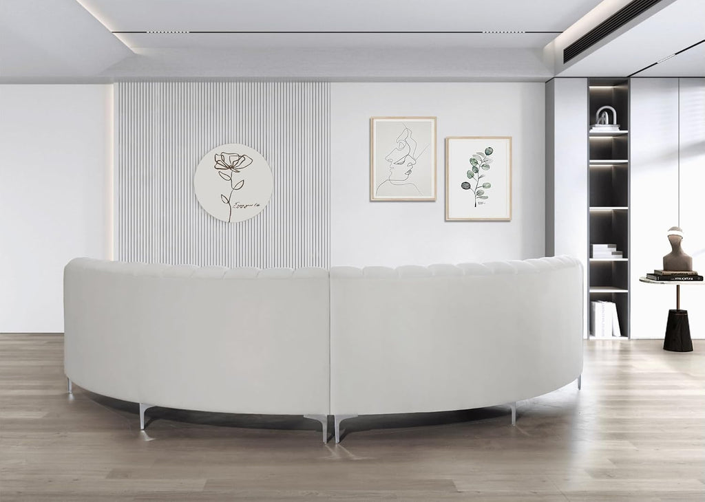Legend Vansen Semicircle Modular Curved Velvet Sectional Sofa,141.34”Oversized Arc Sofa,Modern Cloud-Like Deep Seat Couch for Living Room Apartment Office Conference Space (2, Cream)