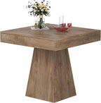 Square Dining Table, 31.5-inch Dinner Table for 2-4 People, Kitchen Table with Load-Bearing Trapezoidal Base, for Home, Dining Room, Small Space, Brown
