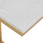 Jofran Aurora Marble Top C-Table Set of 2 with Iron Frame, Modern Accent Side Table for Living Room Bedroom, Gold