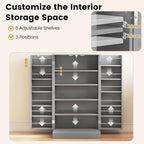 TANGZON 41"/47" Kitchen Cupboard, Kitchen Pantry Cabinet with Doors & Adjustable Shelves, Space Saving Larder Storage Cupboard Organiser for Dining Room Living Room Entryway (60 x 30 x 104cm, Grey)