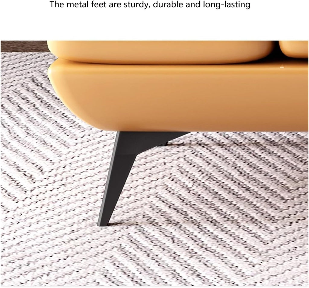 Modern Leather Bench with Soft Padded Entryway Lounges with Metal Leg Comfortable Seating Foot Stools, for Living Room, Dining Entryway(Orange,150 * 50 * 42cm)