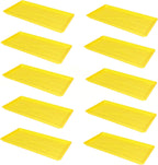 SUNPACK 10" x 20" Heavy Duty Mesh Plastic Seed Starting Tray, Yellow, 1" (Pack of 10) - Ensures Water Drainage and Aeration, Perfect for Greenhouses or Indoor Gardening