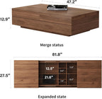 Mid-Century Modern TV Stand and Expandable Coffee Table Set | Walnut Finish, Stylish Storage Combo for Living Room or Bedroom