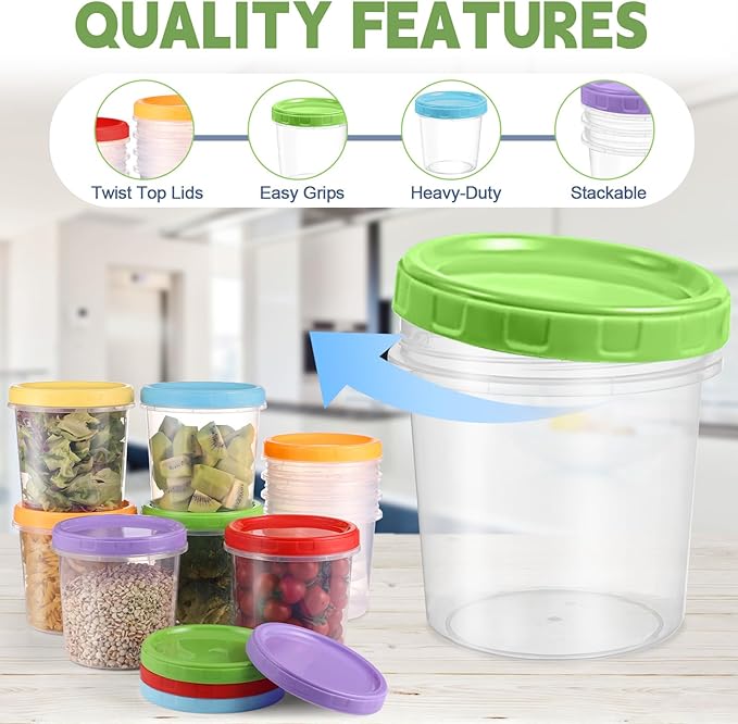 32 oz Plastic Containers with Lids, 6 Pack Stackable Freezer Soup Container, Reusable Clear Food Storage Meal Prep Containers for Snack Fruit, Microwave & Dishwasher Safe, with Pen & Brush