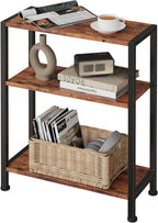 3-Tier Side Table, Small End Table, Sofa Side Table for Narrow Spaces, Slim End Table, Nightstand Table, for Living Room Bedroom Office, Rustic Brown