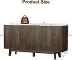 63'' Buffet Cabinet Sideboard with Storage, with 4 Doors, Brown