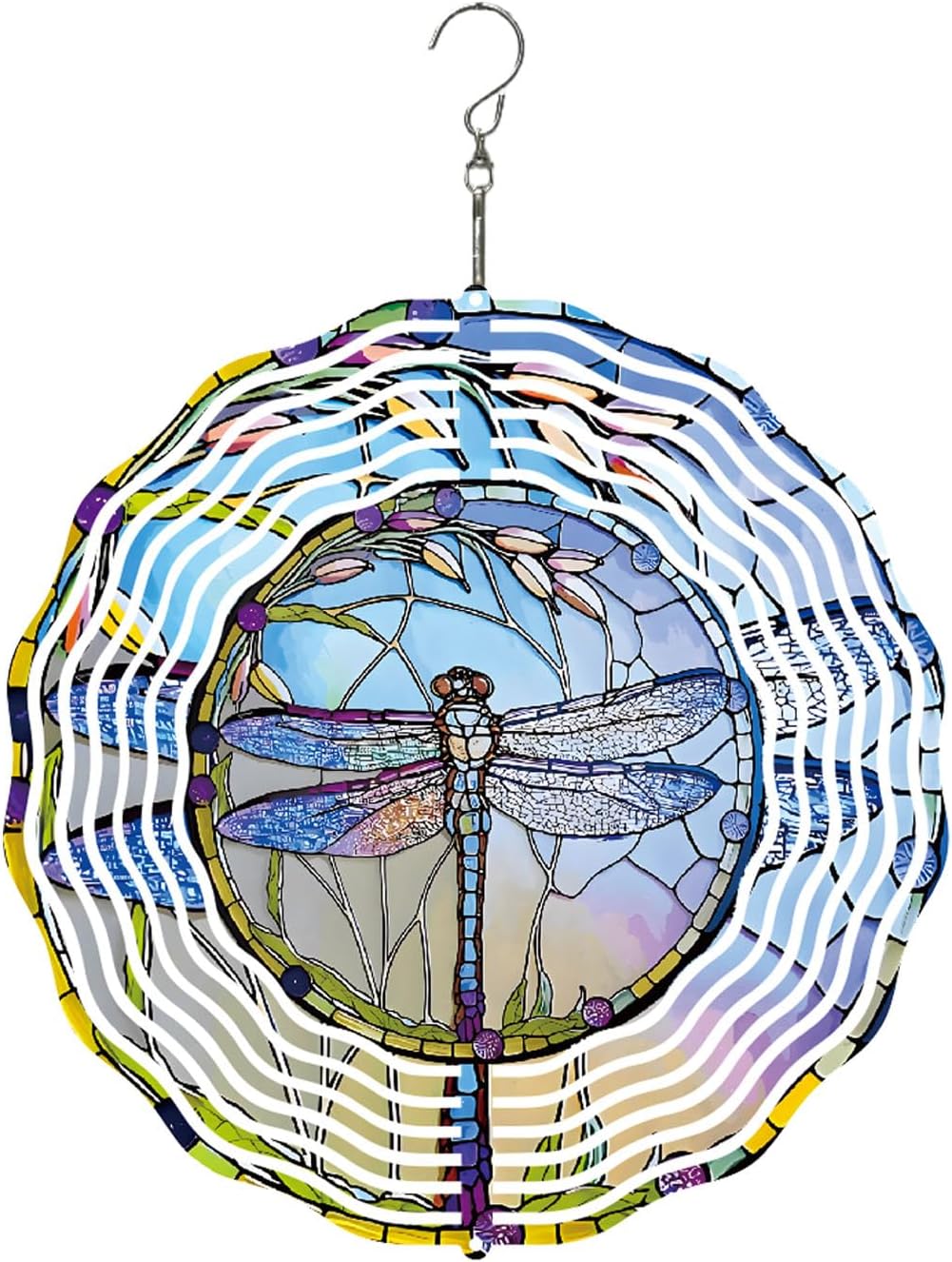 Dragonfly Metal Wind Spinners Outdoor, 3D Hanging Garden Decor for Women Mom Grandma, 25cm/ 9.84in 3D Wind Spinners for Garden Decor for Patio,Yard,Outdoor
