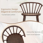 LUE BONA Walnut Dining Chairs Set of 2, Farmhouse Wood Dining Chairs with Semicircular Backrest, Spindle Dining Chair for Kitchen and Dining Room, 18 Inch